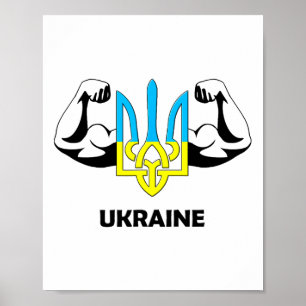Póster ¡Ucrania es poder! Emblema de Ucrania. Tridente.