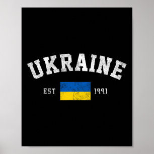 Póster Ucrania Est. 1991 Bandera de Ucrania Día de la Ind