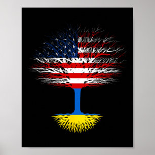 Póster Ucrania Estados Unidos América Bandera Raíces Ucra