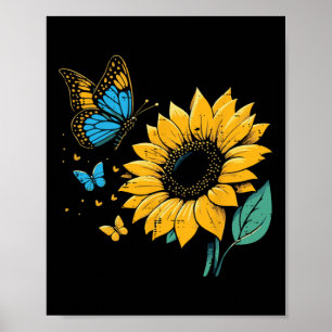 Póster Ucrania Girasol Mariposa Chicas Ucranianas Niños W