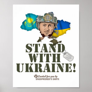 Póster Ucrania Kazajistán Zelenskyy Apoya a Ucrania 
