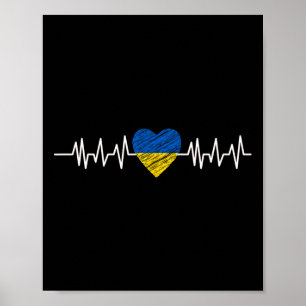Póster Ucrania Latido Pulso Bandera de Ucrania Amo Ucrani