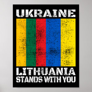 Póster Ucrania Lituania Está Contigo Soporte Lituano