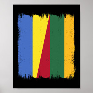 Póster Ucrania Lituania Media Bandera Ucraniano Lituano R