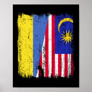 Póster Ucrania Malasia Media Bandera Herencia ucraniana m