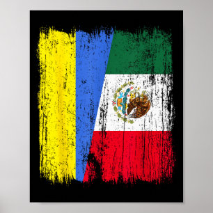 Póster Ucrania México Media Bandera Herencia Ucraniana Me