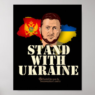 Póster Ucrania Montenegro Volodymyr Zelensky Apoya a U