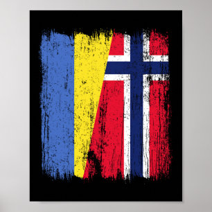 Póster Ucrania Noruega Media Bandera Ascendencia ucranian