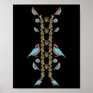 Póster Ucrania Pájaros Y Camiseta Trysub Retro Floral Ukr