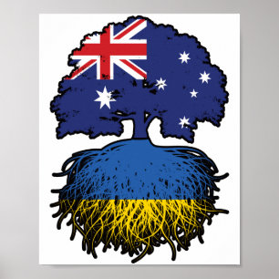 Póster Ucrania raíces de árboles australianos ucranianos