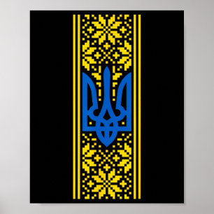 Póster Ucrania Tridente Vyshyvanka Traje Presidente Zelen
