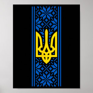 Póster Ucrania Tridente Vyshyvanka Traje Presidente Zelen