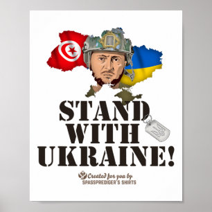 Póster Ucrania Túnez Banderas Zelenskyy Apoya a Ucrania