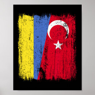 Póster Ucrania Turquía Media Bandera Turkiye Ucraniano Tu