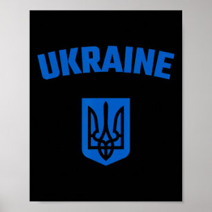Póster Ucrania. Ukrajina Trzub. Tridente Ucraniano. Azul