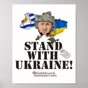 Póster Ucrania Uruguay Banderas Zelenskyy Apoya a Ucrania