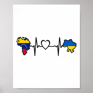 Póster Ucrania Venezuela Bandera Ucraniano Venezolano Cor