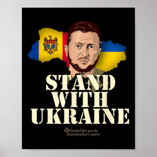 Póster Ucrania Zelensky Banderas De La República De Molda