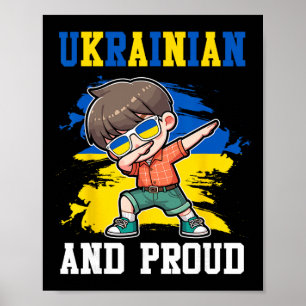 Póster Ucraniano y Orgulloso Niño Ucraniano Bandera de Uc