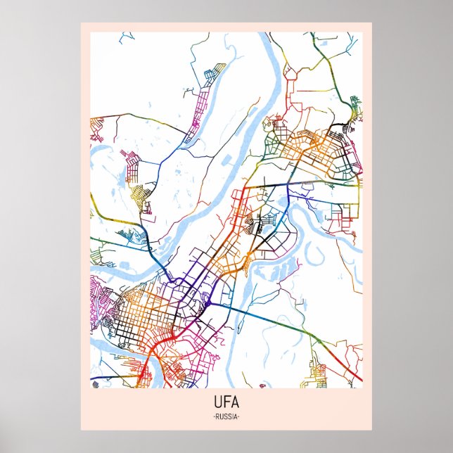 Póster Ufa Russia City Map (Frente)