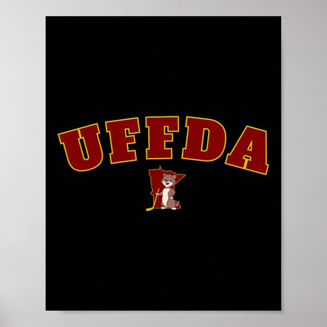 Póster Uff-da Mapa del Estado de Minnesota Gráfico del Lo (Frente)