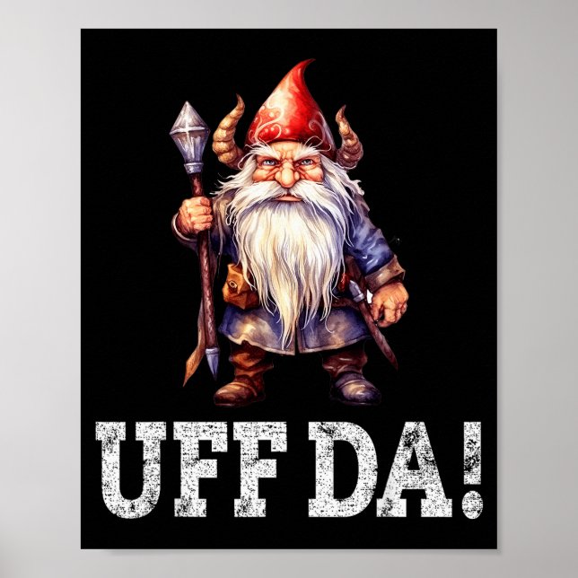 Póster Uff Da Norwegian Quote Scandinavian Viking Gnome  (Frente)
