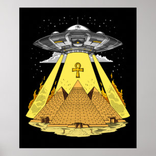 Póster UFO antiguo de las pirámides egipcias extranjeras