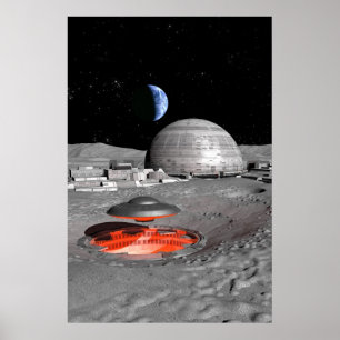 Póster UFO en la luna