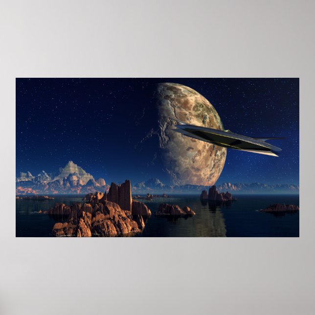 Póster UFO - Mundo Extranjero - Paisaje de Ciencia Ficció (Frente)