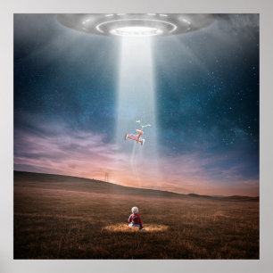 Póster ufo, nave espacial alienígena y poster de encuentr