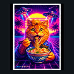Póster Ufo ramen cat meme retro synthwave 80s graphic<br><div class="desc">Ufo ramen cat meme retro synthwave 80s graphic funny cat</div>