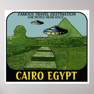 PÓSTER UFO'S OVER CAIRO EGYPT TRAVEL POSTER