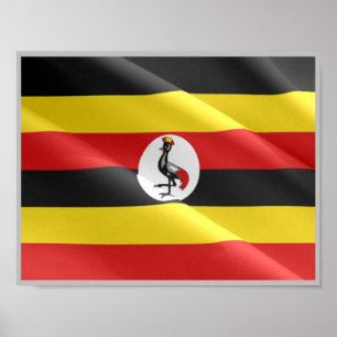 Póster Uganda - Bandera onduladora -