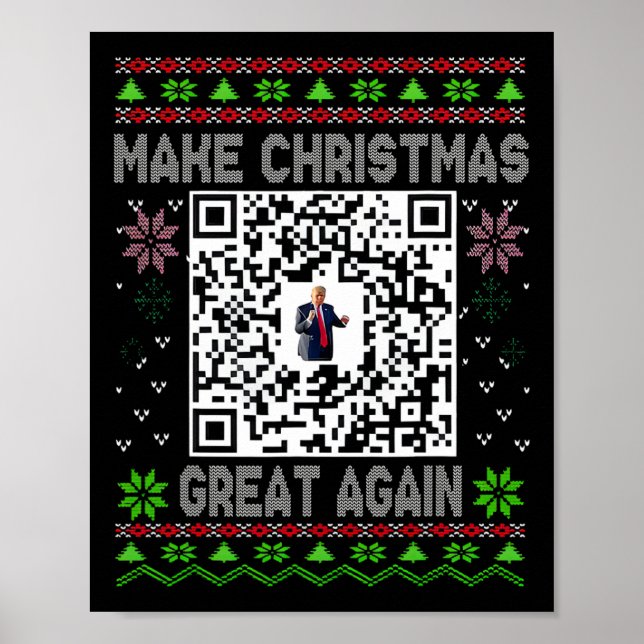 Póster Ugly Christmas Funny Qr President Trump Dance Code (Frente)