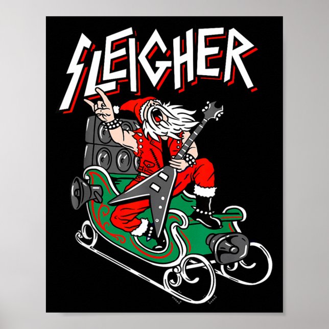 Póster Ugly Christmas Sweater Sleigher Heavy Metal Santa  (Frente)