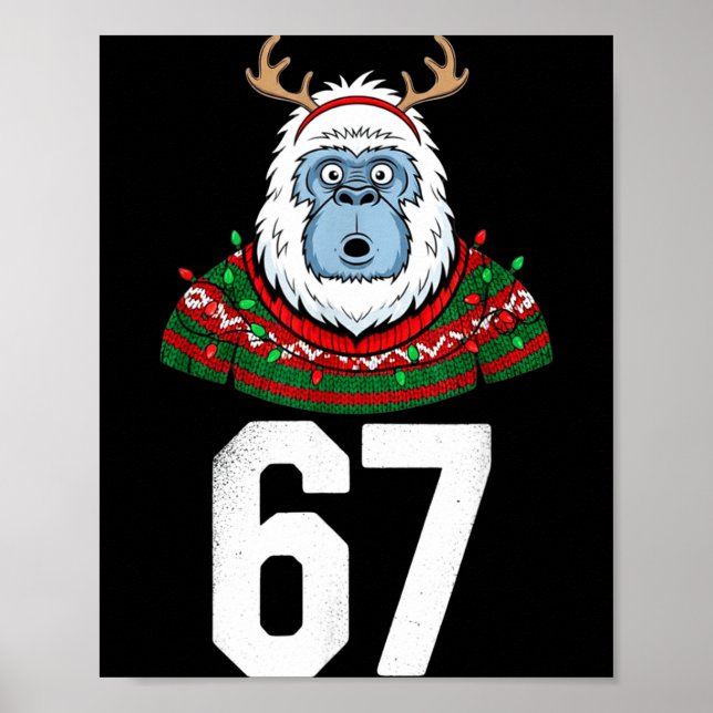 Póster Ugly Christmas Sweater Yeti Gorilla Reindeer 67  (Frente)