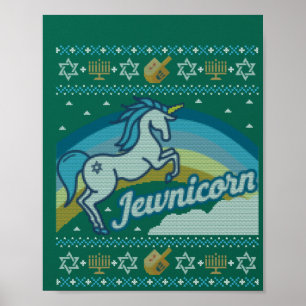 Póster Ugly Hanukkah Unicorn Jewnicorn