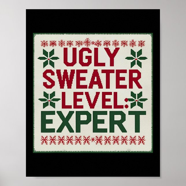 Póster Ugly Sweater Level Expert Funny Christmas Sweaters (Frente)
