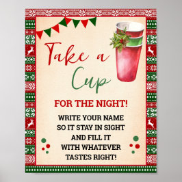 Póster Ugly Sweater Take a Cup for the Night Sign