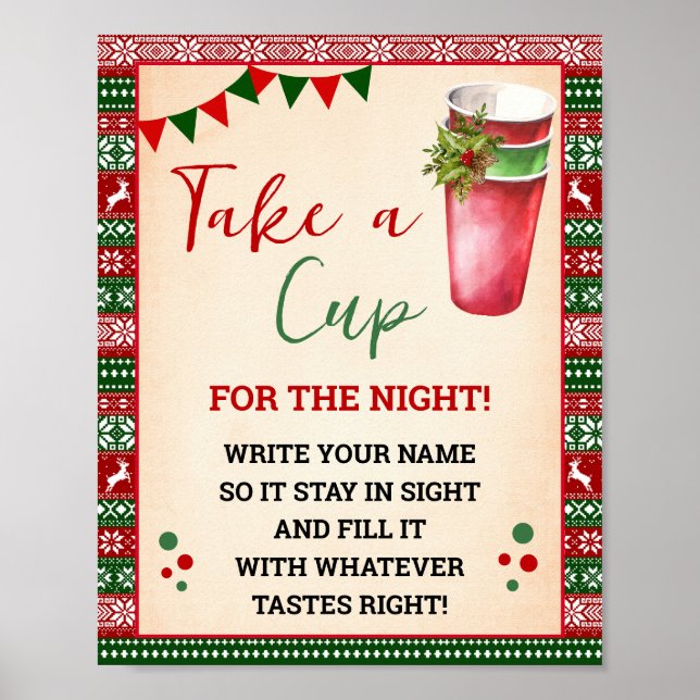 Póster Ugly Sweater Take a Cup for the Night Sign (Frente)