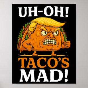 Póster Uh Oh Taco está enojado Taco de Cara Naranja