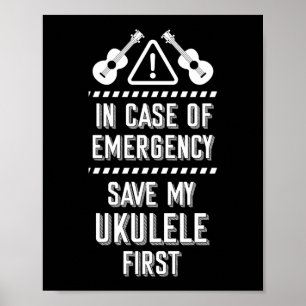 Póster Uke De Hawái En Funda De Emergencia Salve Mi Ukule
