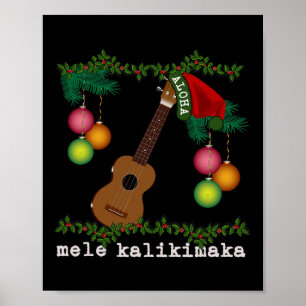 Póster Uke Mele Kalikimaka Ukulele Navidades Canciones Al