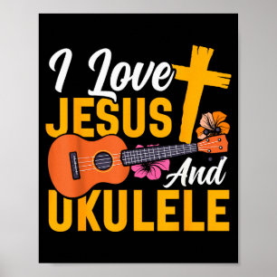 Póster Ukelele hawaiano Uke Jesús Fe Cristiana Yo amo