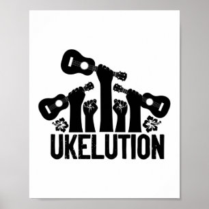Póster Ukelution Jugador de Ukulele Músico hawaiano