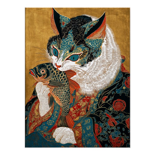 Póster Ukiyo-e Cat | Arte japonés (Anverso)