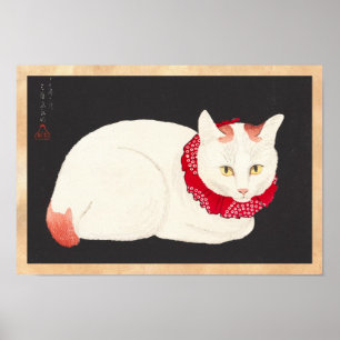 Póster ukiyo-e del retrato del gato del nekko del tama