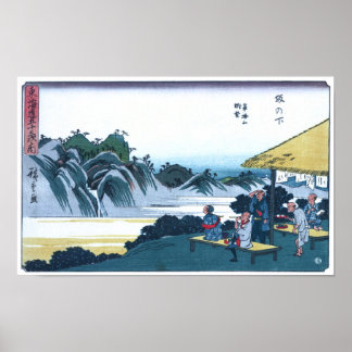 Póster Ukiyo-e japonés de la montaña Fudesute