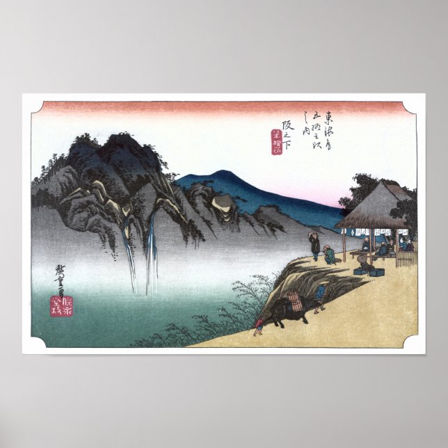 Póster Ukiyo-e Sakanoshita japonés por Hiroshige (Frente)