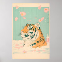 Ukiyo-e Tigre en Bañera Imprimir Baño Japonés